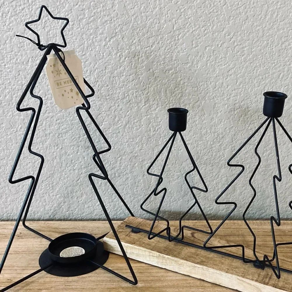 Modern Minimal Christmas Tree Metal Holiday Candle Holder